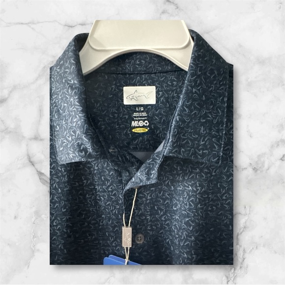 Greg Norman Men's Blue Patterned Polo Shirt NWT- Size Large - Picture 3 of 3